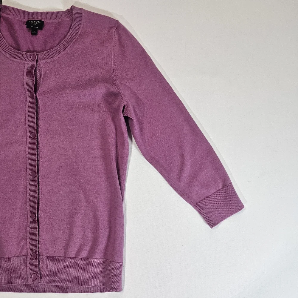 Talbots Cardigan Womens Large Pink Pima‎ Cotton Fall Sweater Casual (Flaw)